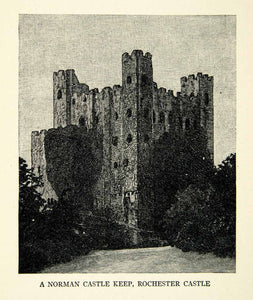 1918 Wood Engraving Art Rochester Castle Kent England Norman Keep Stone XEBA5