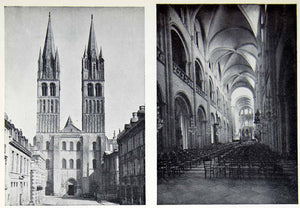1949 Print Romanesque Towers St. Etienne Abbey Building Abbaye Aux Hommes XEBA7