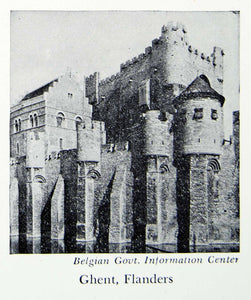 1949 Print Gravensteen Castle Ghent City Medieval Flanders Belgium France XEBA7