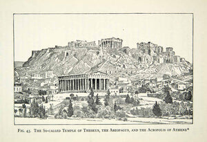 1929 Print Ancient Greek Temple Hephaestus Theseion Acropolis Athens XEBA9