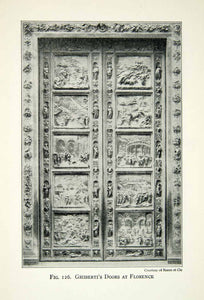 1929 Print Florence Cathedral Bronze Door Religion Bas Relief