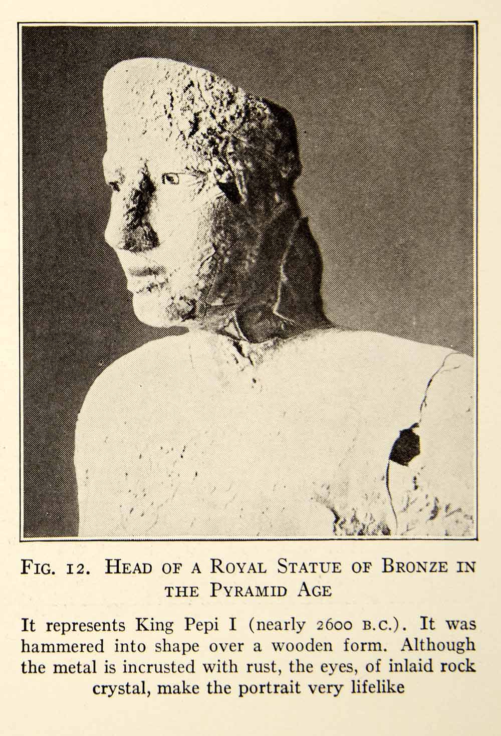 1929 Print Ancient Bronze Royal Statue King Pepi I Meryre Egyptian XEBA9