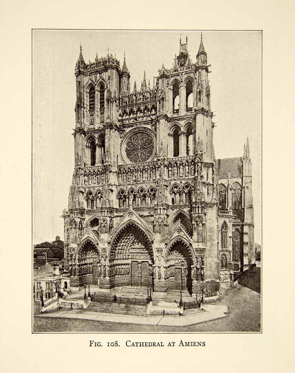 1929 Print Roman Catholic Cathedral Amiens France French Gothic XEBA9 - Period Paper
