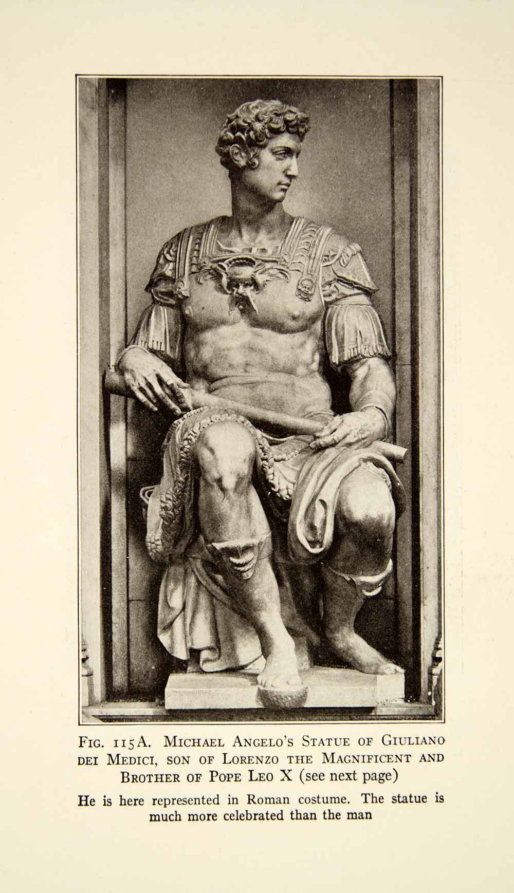 1929 Print Ancient Roman Costume Giuliano Dei Medici Michael Angelo XEBA9