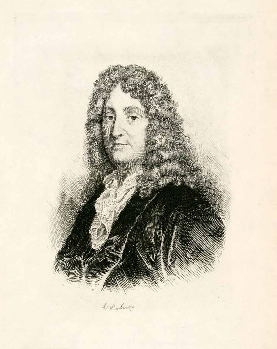 1899 Etching Jean Racine Portrait French Playwright Dramatist Theater ...