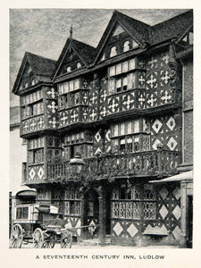 1928 Print Seventeenth Century Inn Ludlow England Architecture Coach XEC7
