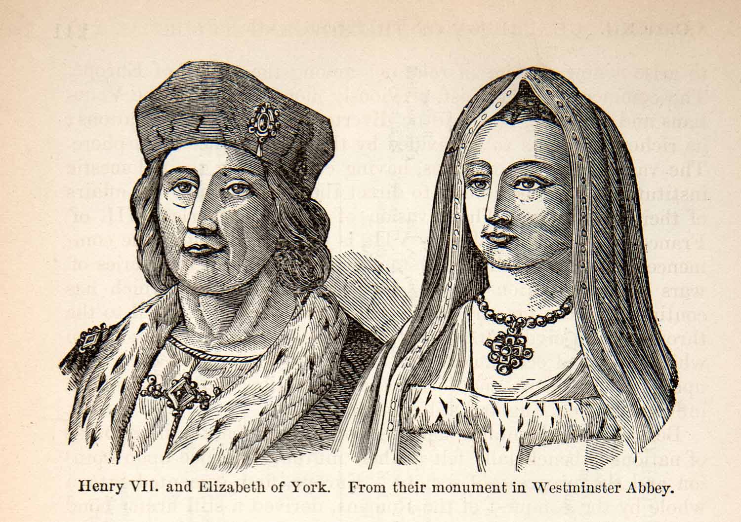 1878 Wood Engraving Monument Henry VII Elizabeth York Westminster Abbey XEC8