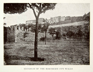1907 Print Exterior Northern City Walls Toledo Spain Tree Fortress City XECA4