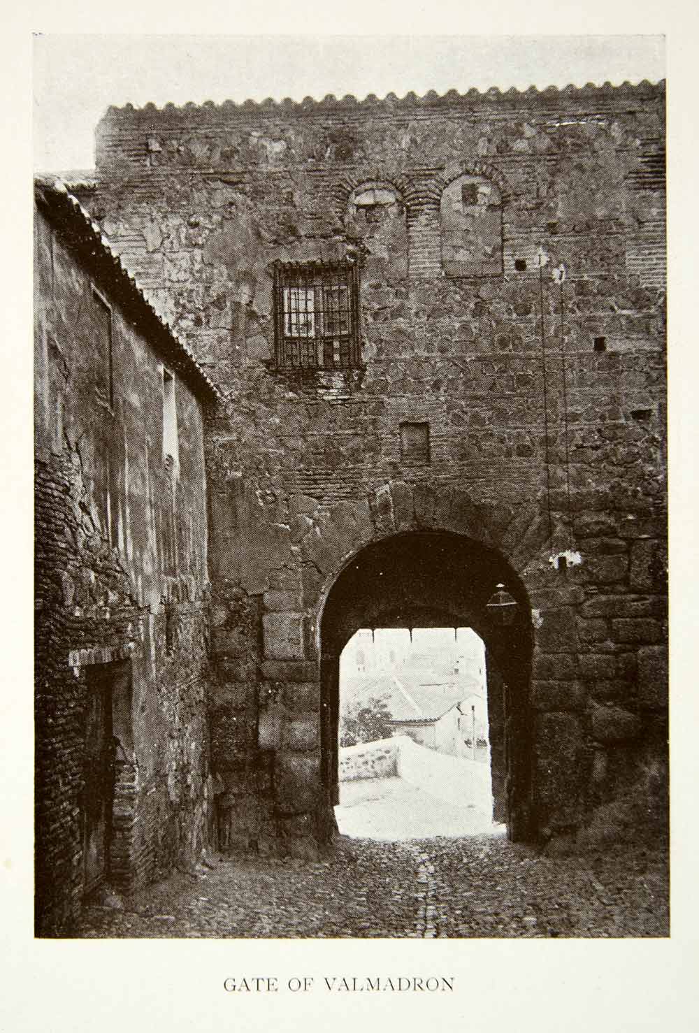 1907 Print Toledo Spain Gate Valmadron Fortress Stone Archway Moorish XECA4