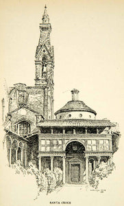 1903 Print Florence Italy Santa Croce Basilica Franciscan Architecture XECA6