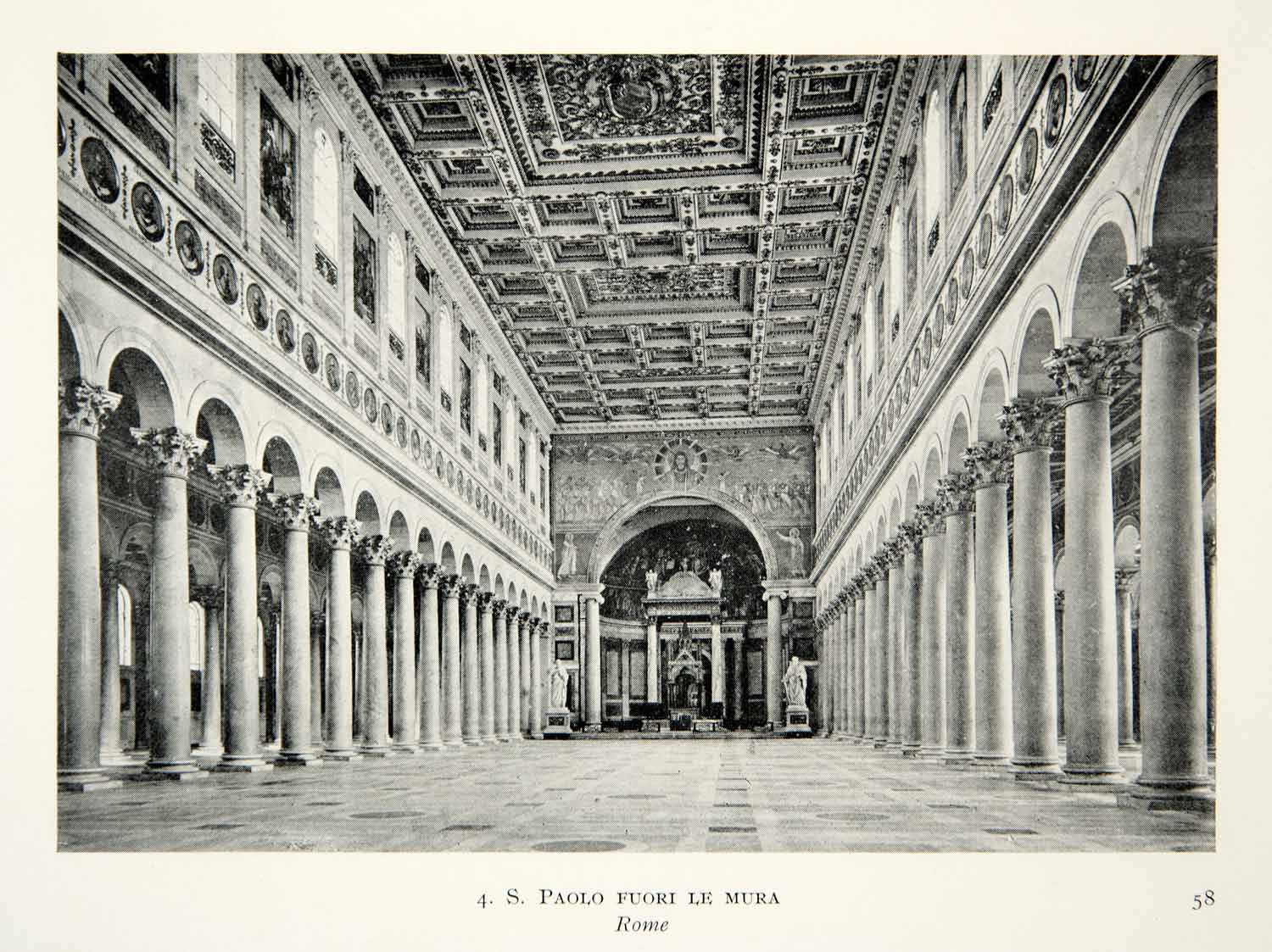 1915 Print San Paolo Fuori le Mura Papal Basilica St Paul Outside Walls XECA7