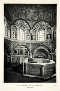 1915 Print Baptistery Neon Orthodox Ravenna Italy Mosaic Historic Famous XECA7