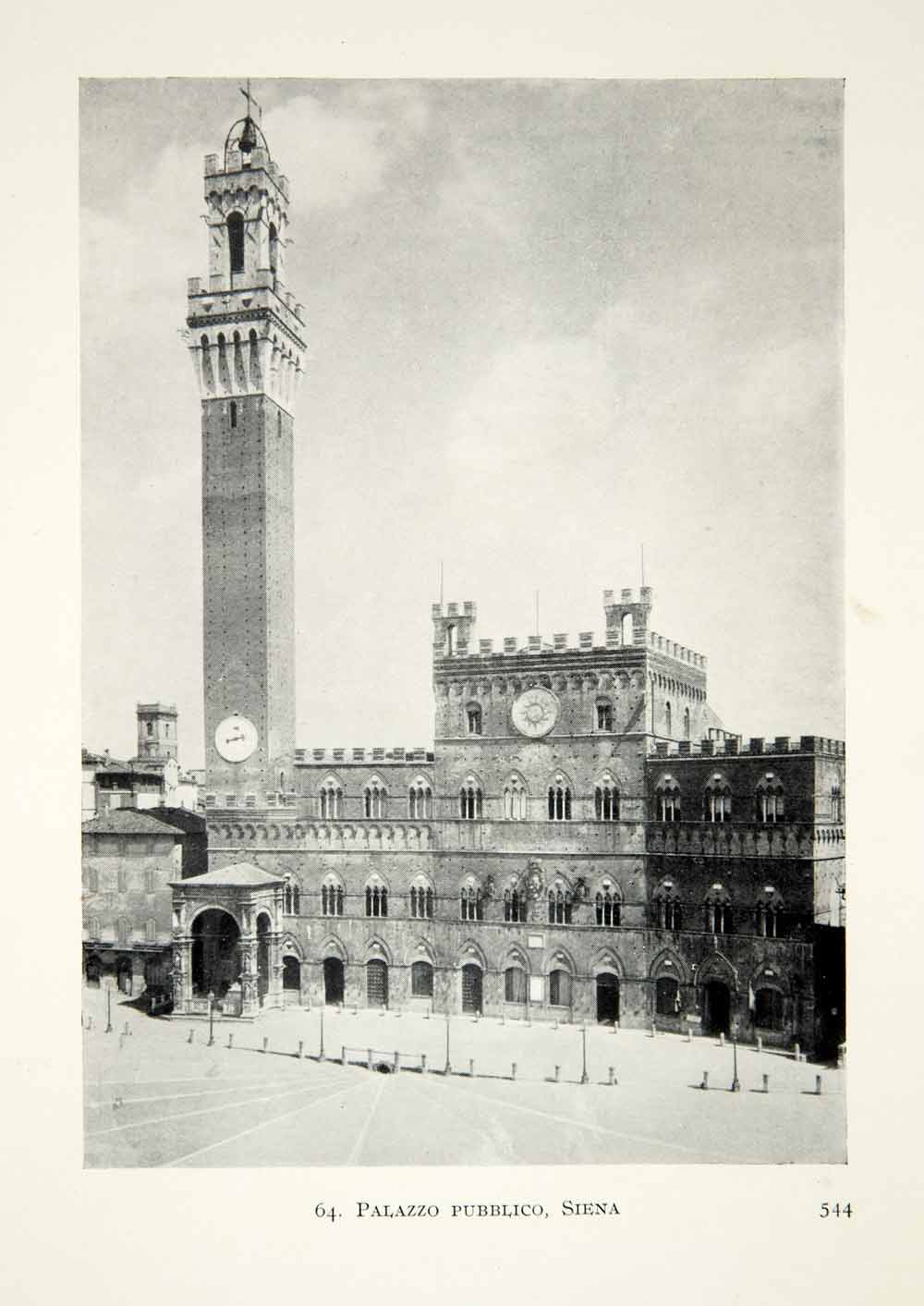 1915 Print Palazzo Publico Siena Italy Cityscape Architecture Historic XECA7