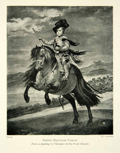 1907 Print Portrait Child Prince Balthasar Carlos Horseback Land Diego XECA9