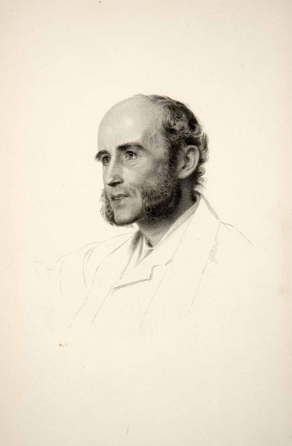 1884 Steel Engraving Portrait John Richard Realistic Author Beard Stodart XED2