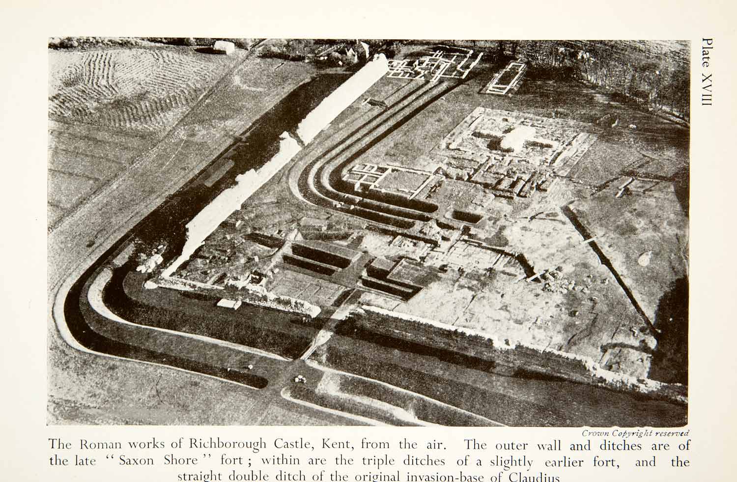 1953 Print Roman Richborough Castle Kent England Claudius Ancient Sandwich XED5