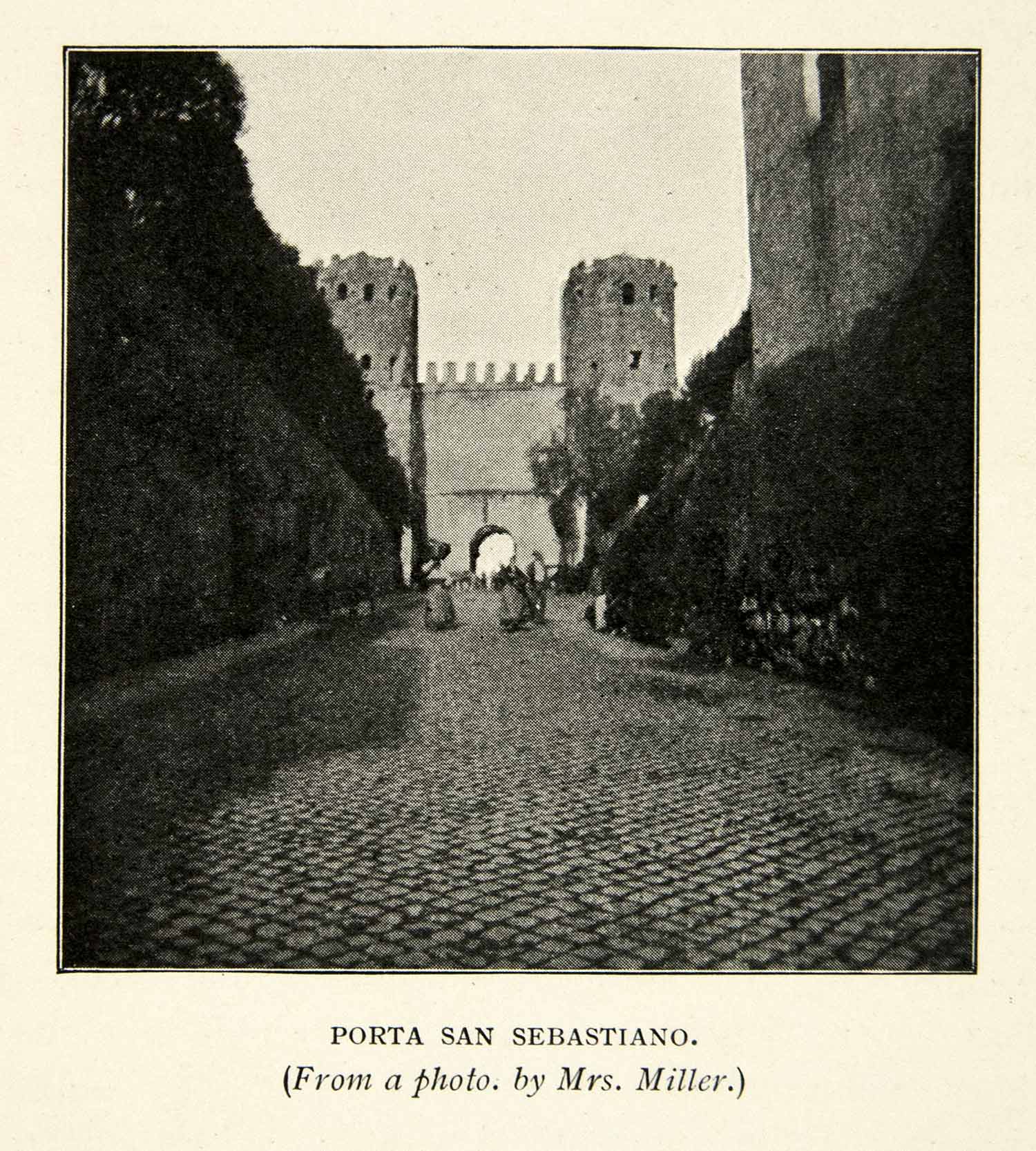 1902 Print Porta San Sebastino Porta Appia Gate Aurelian Wall Rome Italy XEDA3