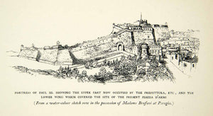 1898 Print Fortress Piazza d Armi Perugia Rocca Paolina Pope Paul III XEDA4