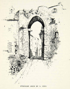 1898 Print Italy Perugia Saint Luca Etruscan Gate Porta Augusta Arch Arc XEDA4