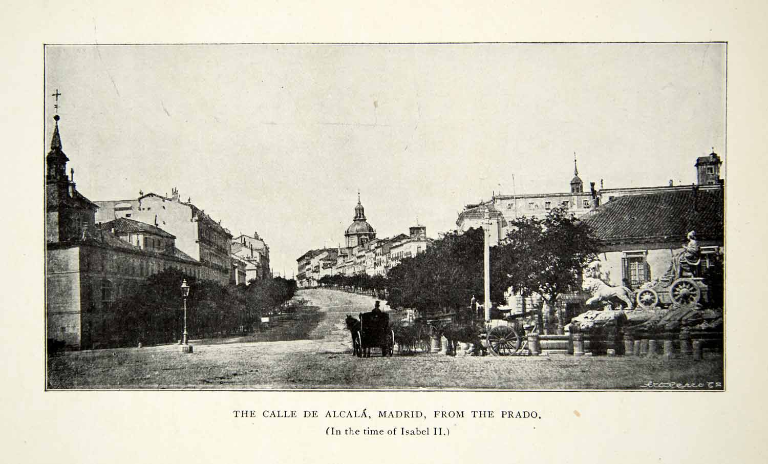1900 Print Calle de Alcala Street City Madrid Spain Avenue Cityscape XEDA5
