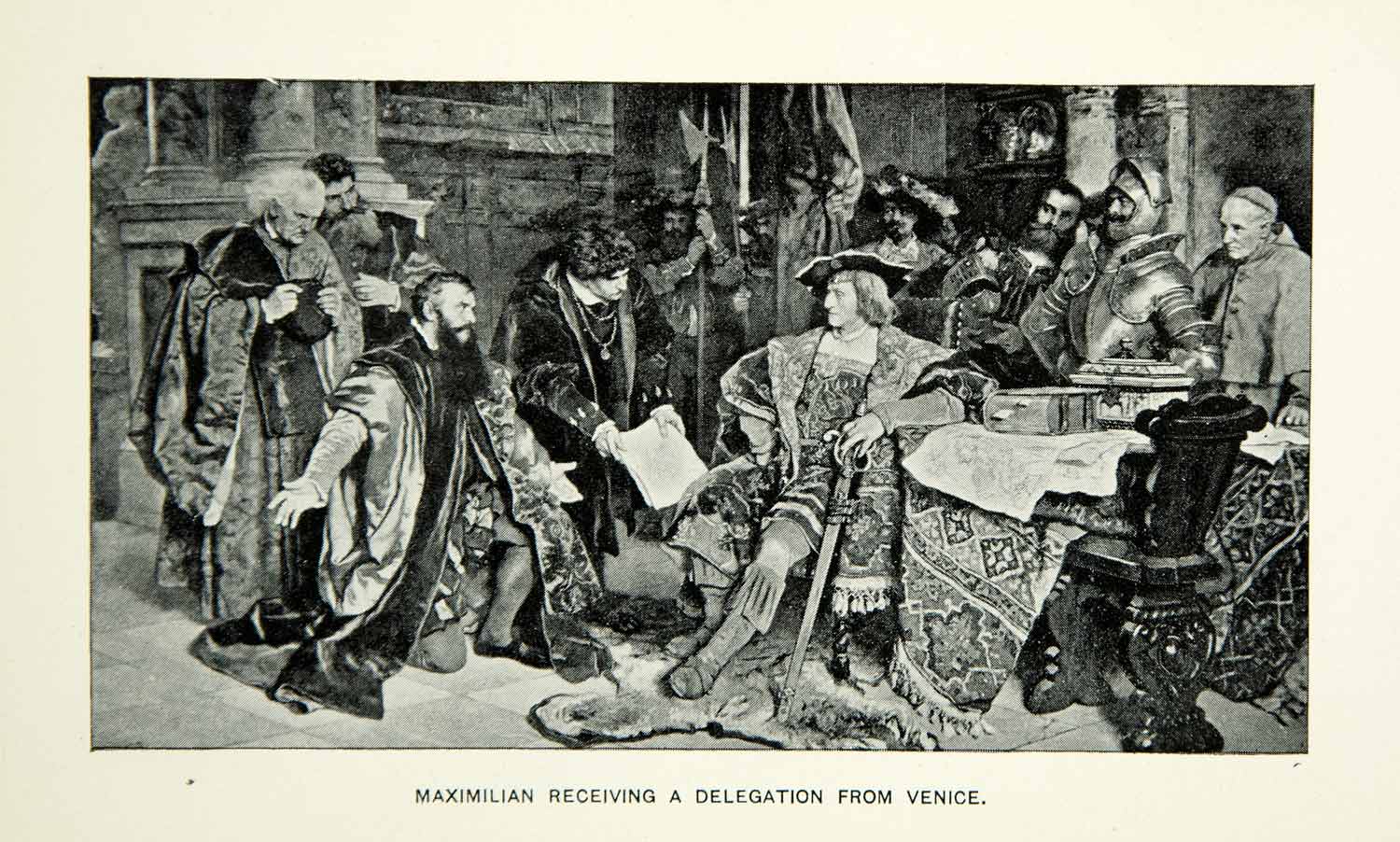1884 Print Maximilian I Holy Roman Emperor Counsel Renaissance Delegation XEDA8