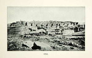 1884 Print Avila UNESCO Spain City Walls Historical View Defenses Castile XEDA8