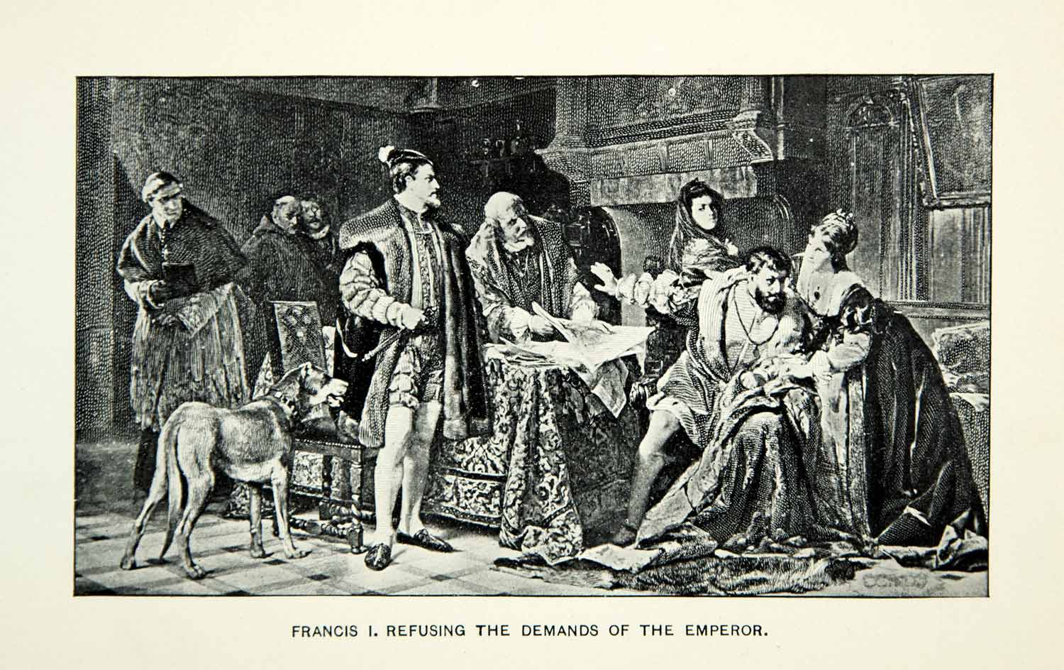 1884 Print Francis I French King Monarch Italian Wars Renaissance Counsel XEDA8