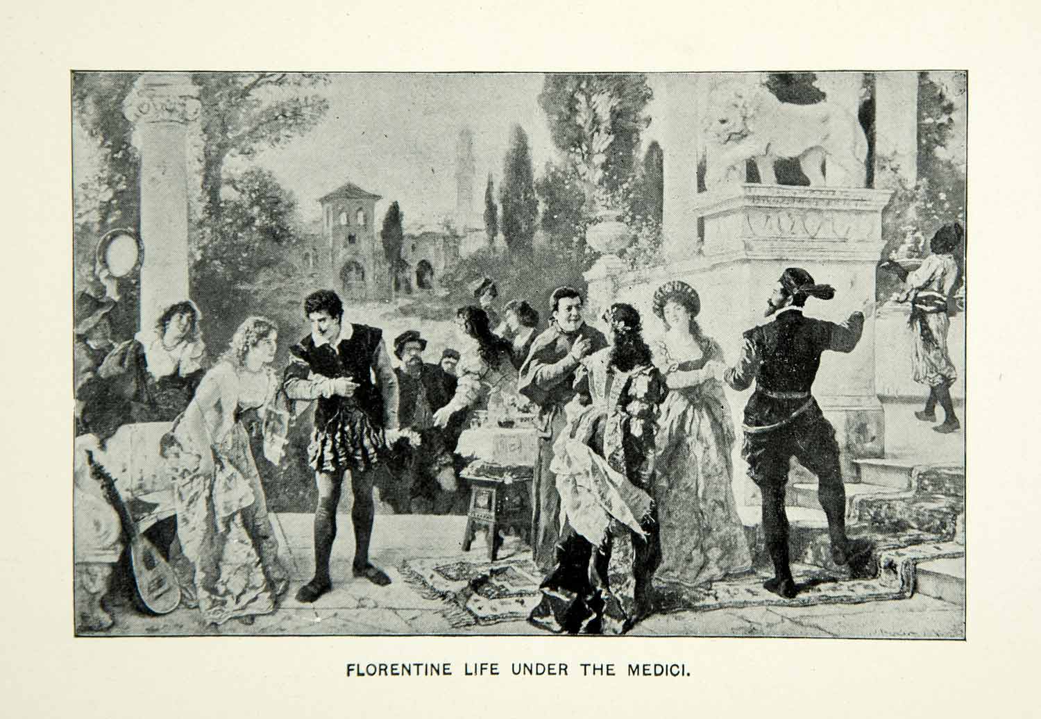 1884 Print Florentine Medici Italian Renaissance Party Period Clothing XEDA8