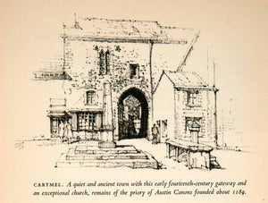 1950 Print Cartmel England Gateway Ancient Remains Priory Historic Sydney XEE3