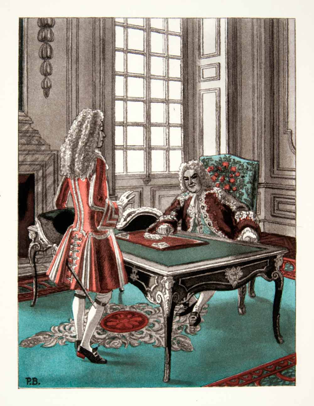 1959 Photolithograph Pierre Brissaud Art Duke Saint Simon King Louis XIV XEE7