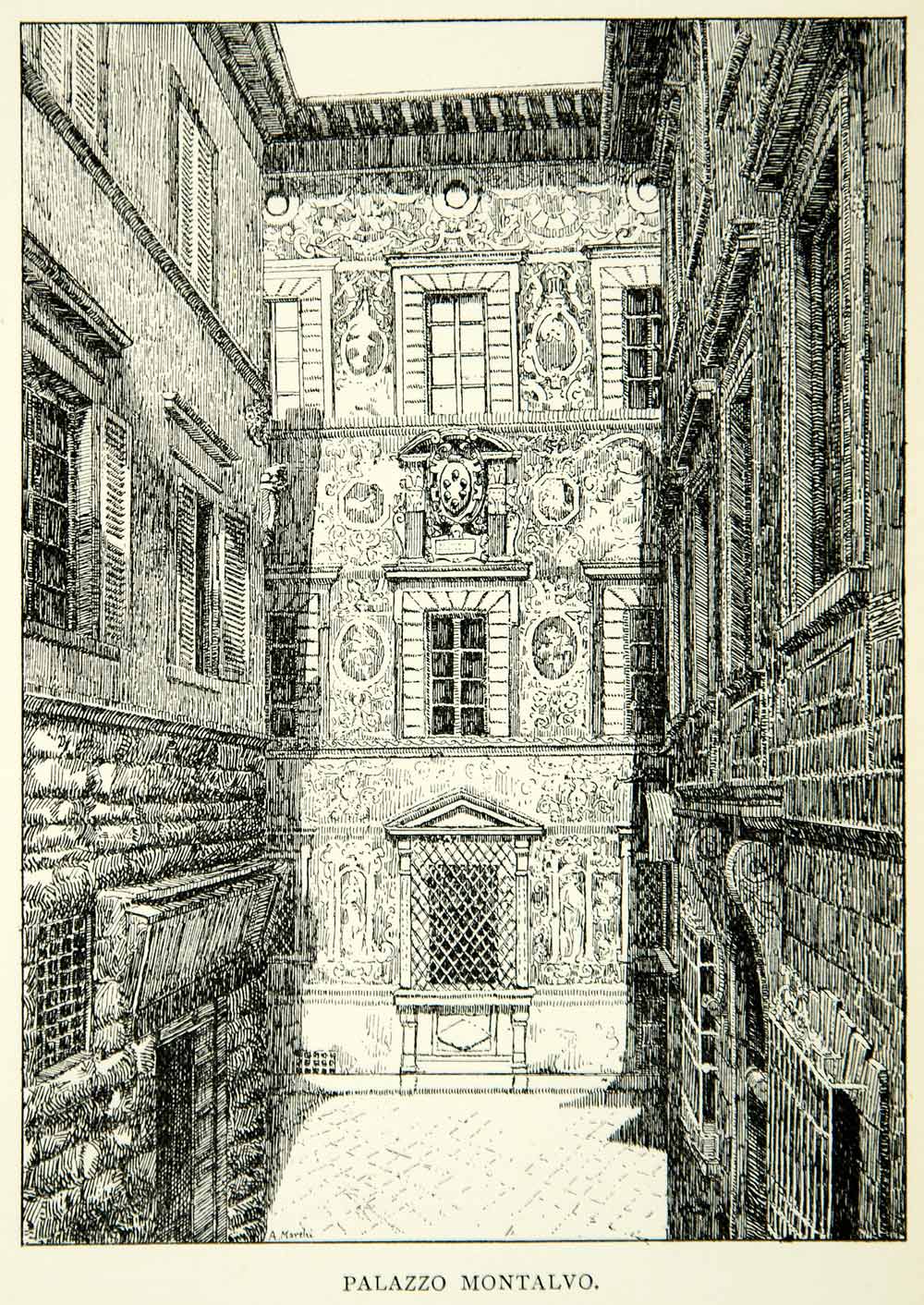 1905 Print Palazzo Ramirez de Montalvo Palace Florence Firenze City XEEA1