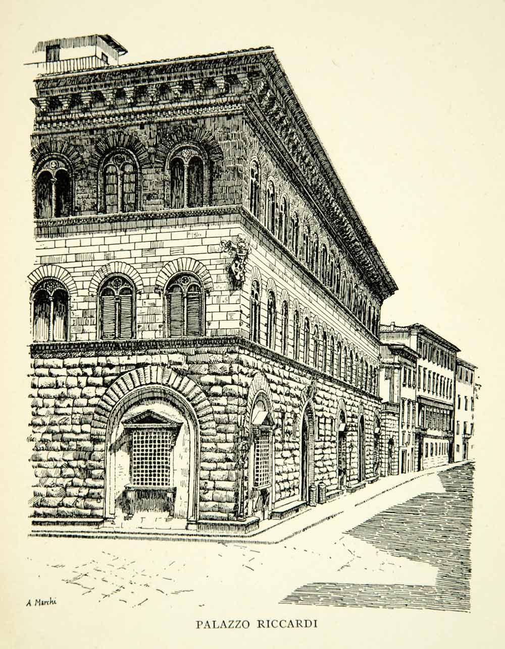 1905 Print Palazzo Medici Riccardi Renaissance Palace Michelozzo di XEEA1