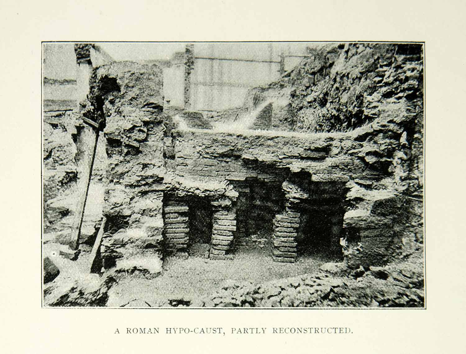 1894 Print Roman Hypocaust Partial Reconstruction Ruins Archeological Site XEEA2