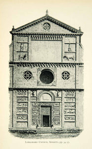 1895 Collotype Longobard Church Spoleto Italy Roman Catholic Architecture XEEA3