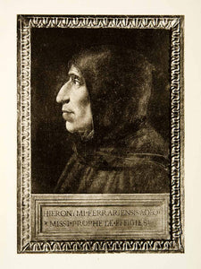 1897 Photogravure Fra Girolamo Savonrola Portrait Profile Cloak Preacher XEEA8