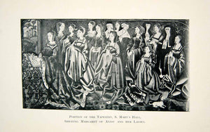 1898 Print Tapestry St. Mary's Guildhall Medieval Art Margaret Anjou Lady XEEA9
