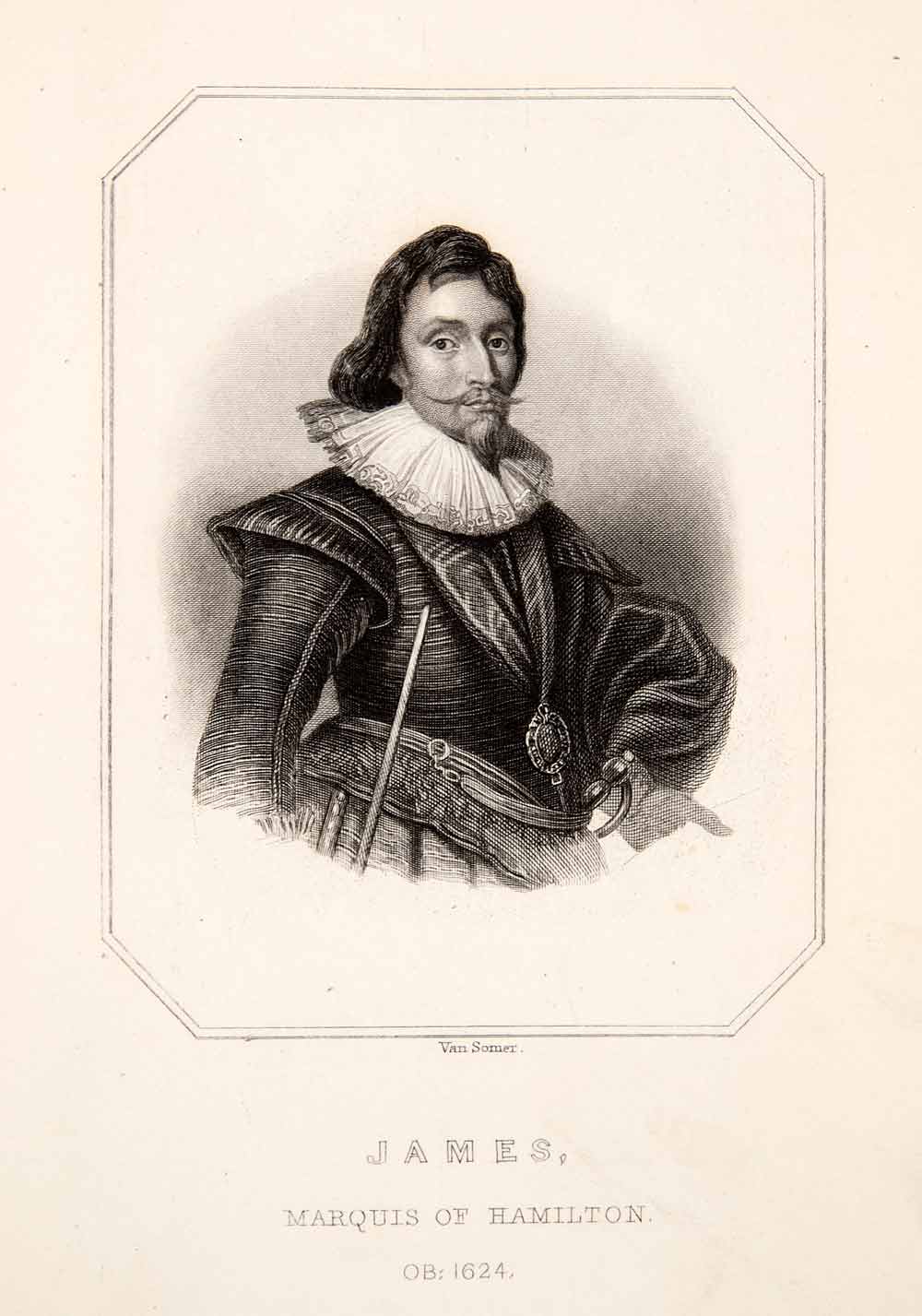 1857 Steel Engraving James Marquis Hamilton England Portrait Historic