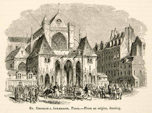 1877 Woodcut St Germain-L Auxerrois Paris Cathedrals Churches Religion XEF4