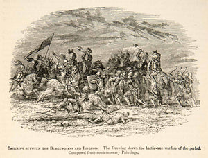1877 Woodcut Skirmish Between Burgundians Liegeois French Revolution XEF4