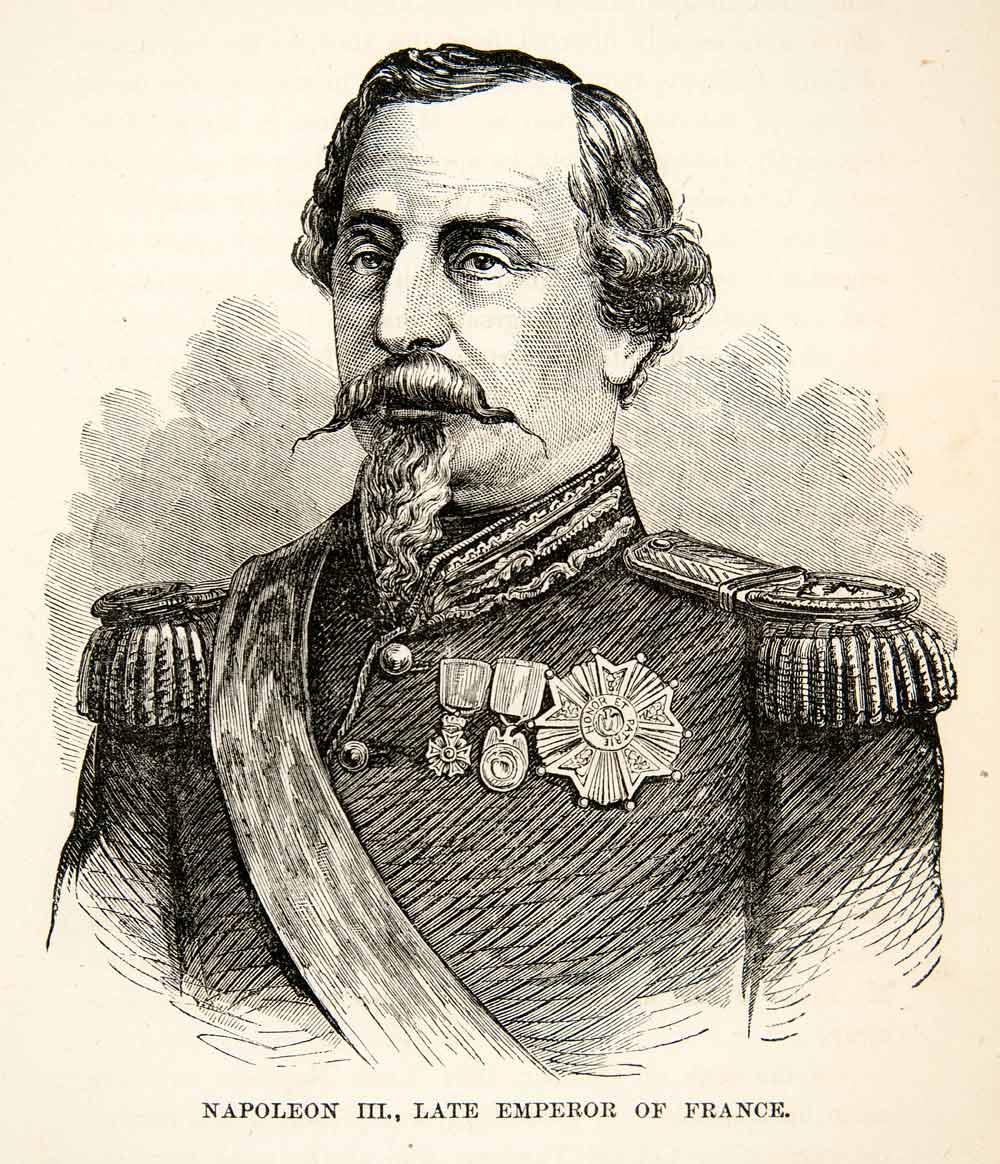 1871 Wood Engraving Napoleon III Emperor France Franco Prussian War Uniform XEF7