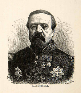 1871 Wood Engraving French General Paul de Ladmirault Franco Prussian War XEF7
