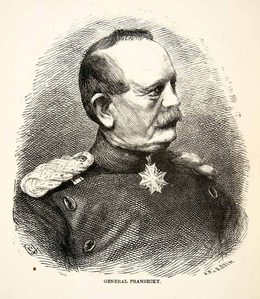 1871 Wood Engraving General Eduard Von Fransecky Franco Prussian War XEF7