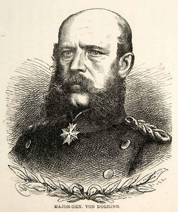 1871 Wood Engraving Major General Von Doering Franco Prussian War German XEF7