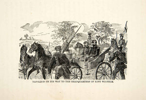 1871 Wood Engraving Emperor Napoleon III Franco Prussian War Carriage XEF7