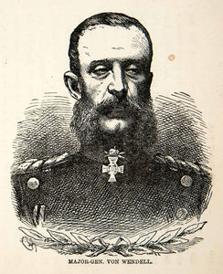 1871 Wood Engraving Major General Von Wendell Franco Prussian War Commander XEF7
