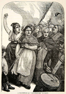 1871 Wood Engraving Communard Mob Paris Commune France Proletariat XEF7