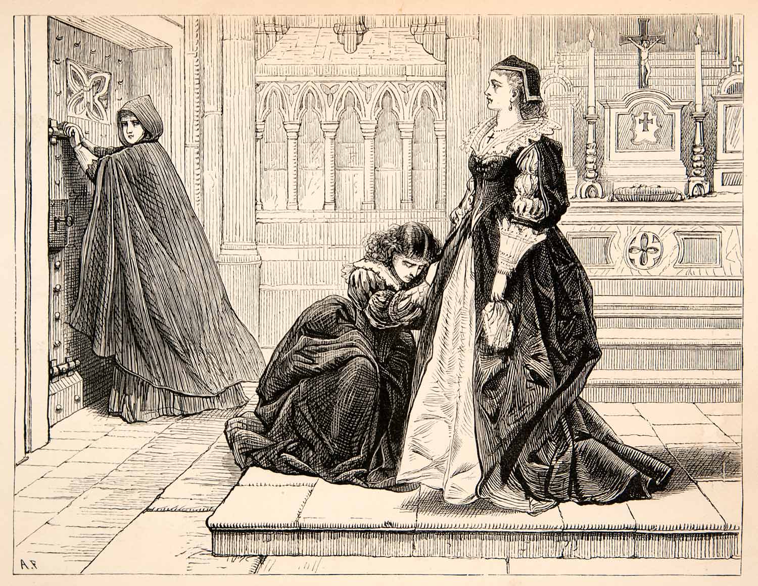 1877 Lithograph Queen Anne Austria Mademoiselle De Hautefort Duchess XEF8