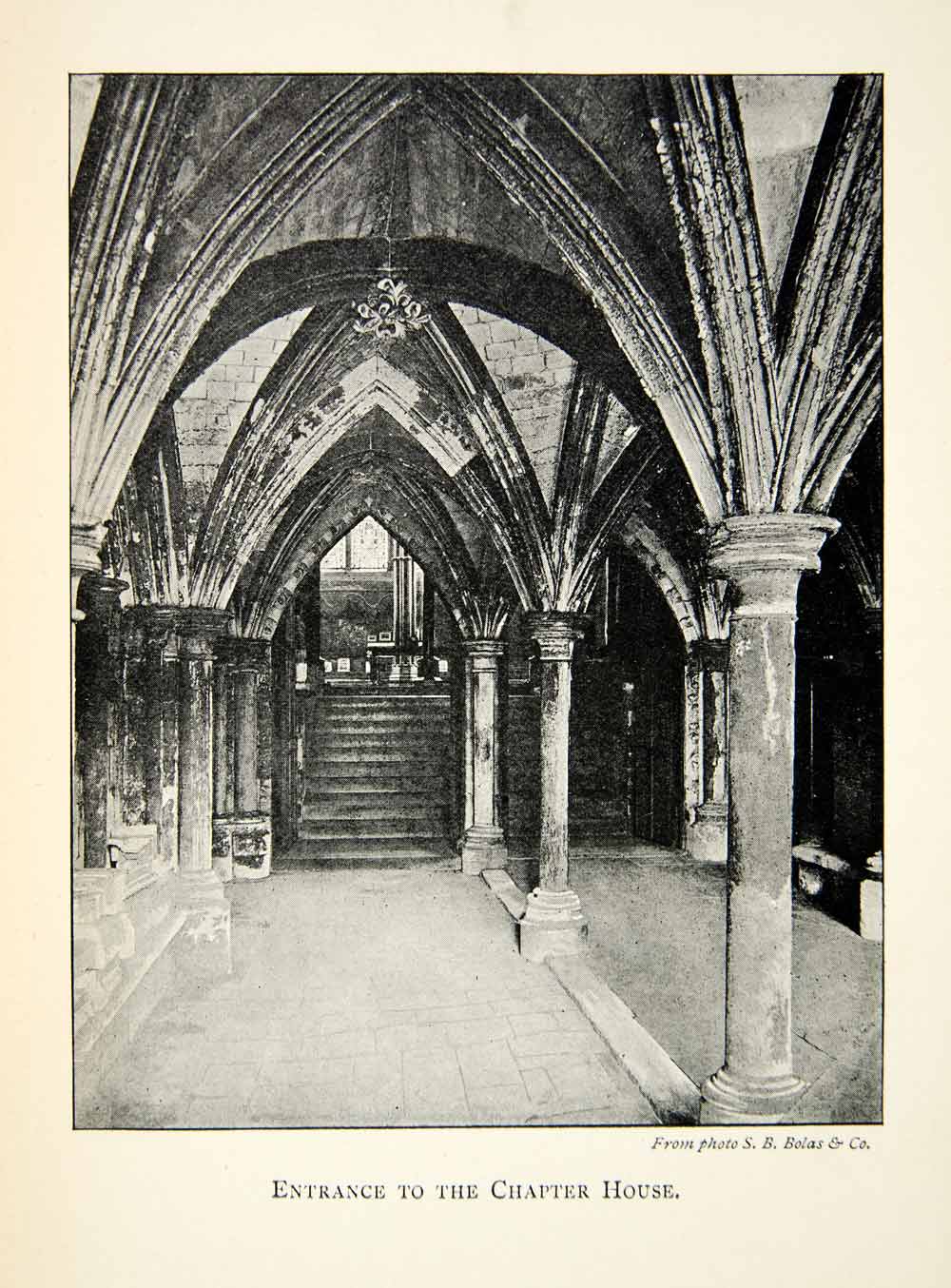 1902 Print Chapter House Gothic Vault Westminster Abbey Church London XEFA1