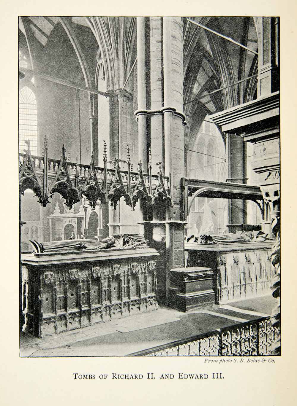 1902 Print Westminster Abbey Church Tomb Richard Edward Royalty Gothic XEFA1