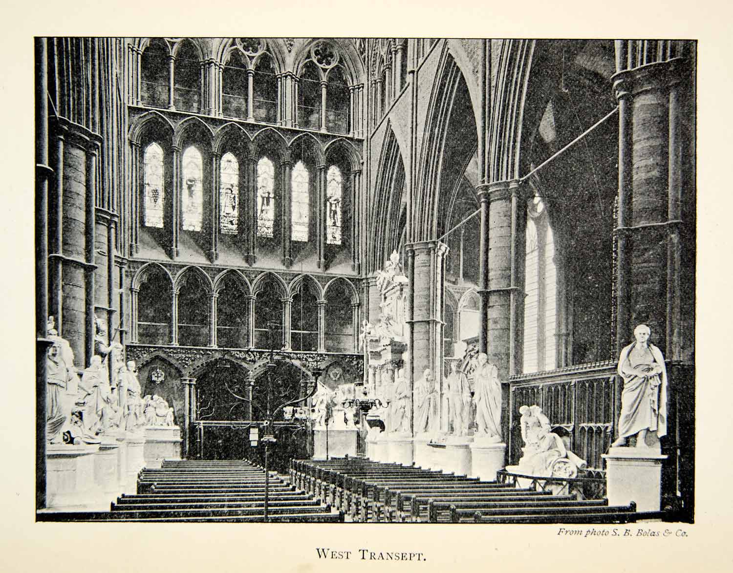 1902 Print Transept Westminster Abbey Church Gothic Sculpture Statue XEFA1